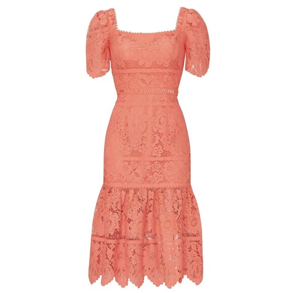 SAYLOR Louisa‎ Midi Coral Lace Romantic Feminine Dress SIZE XS RETAIL $253 - Picture 10 of 10